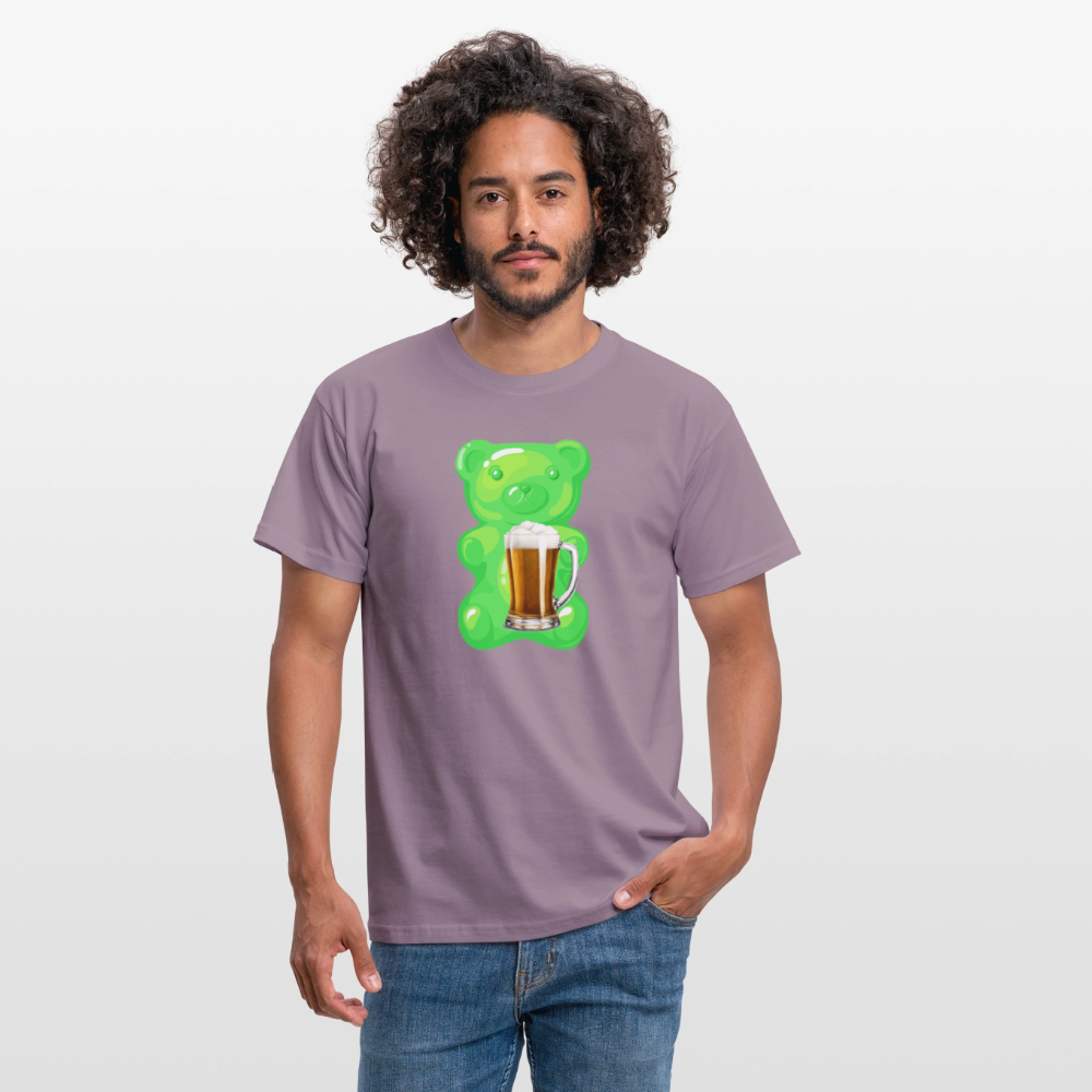 SSW2507Gummibär grün mit Bier - Lilagrau 