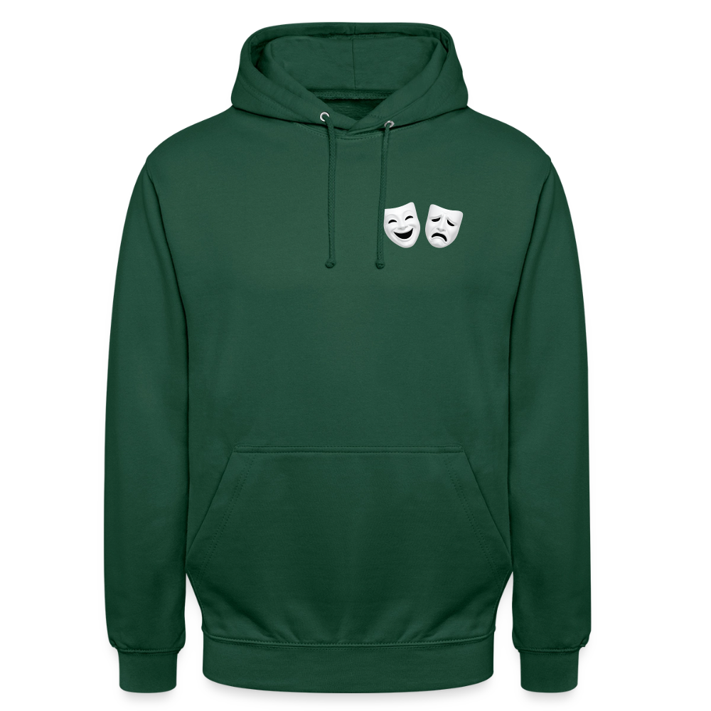 Hoodie Kunde Schule weiße Maske schiefe Schrift - Flaschengrün