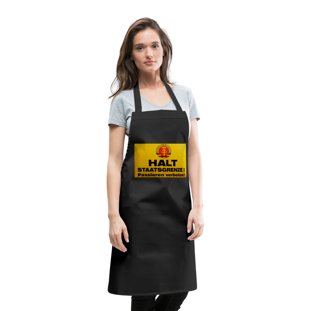 OSSI19 Kochschürze  HALT STAATSGRENZE - Schwarz