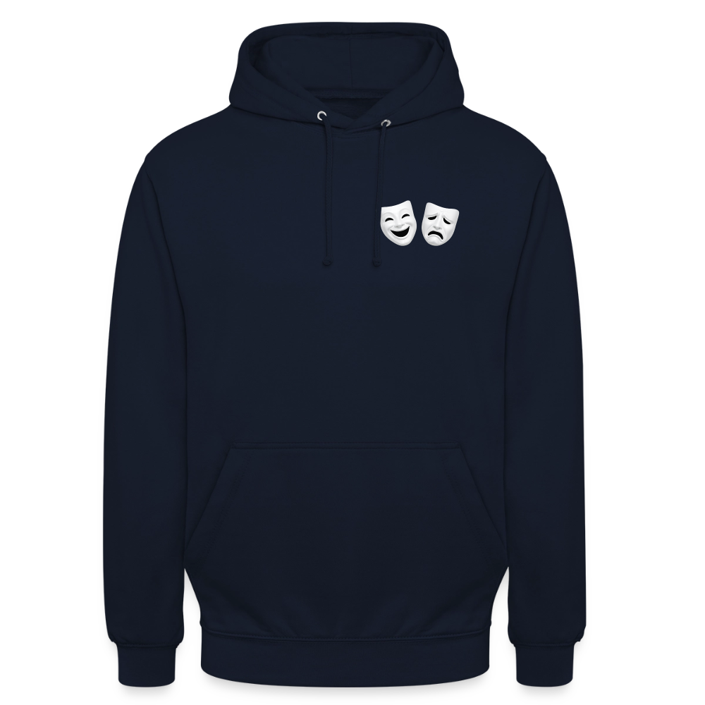 Hoodie Kunde Schule weiße Maske schiefe Schrift - Navy
