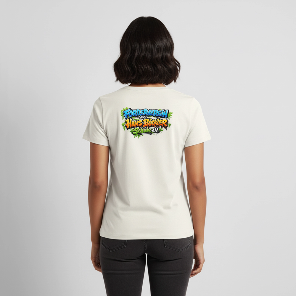 Tshirt Frauen Rückendruck Graffitischrift Förderverein Schule - Naturweiß