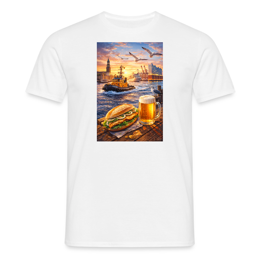 SSW2682Hamburger Hafen Bier und Fischbrötchen - Weiß