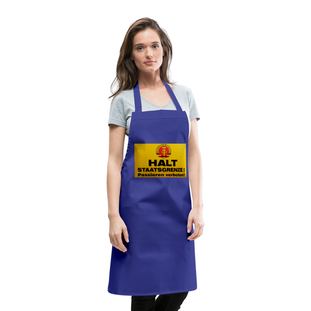 OSSI19 Kochschürze  HALT STAATSGRENZE - Royalblau