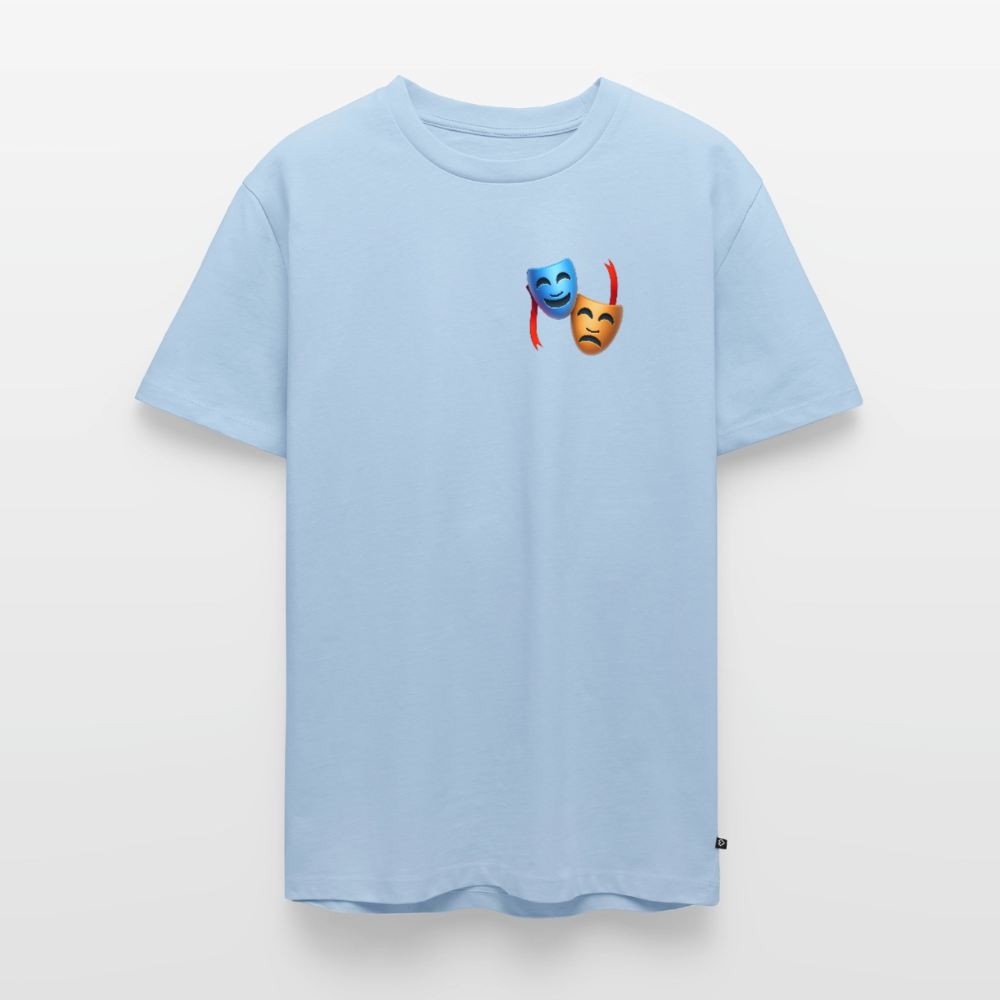Tshirt Kunde Schule Bunte Maske schiefe Schrift - Hellblau