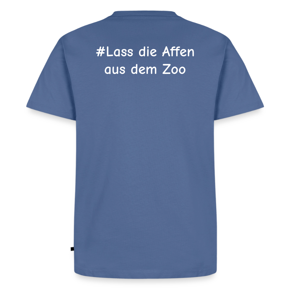 Tshirt Kunde Schule Bunte Maske gerade Schrift - Taubenblau
