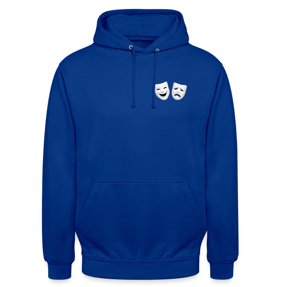 Hoodie Kunde Schule weiße Maske schiefe Schrift - Royalblau