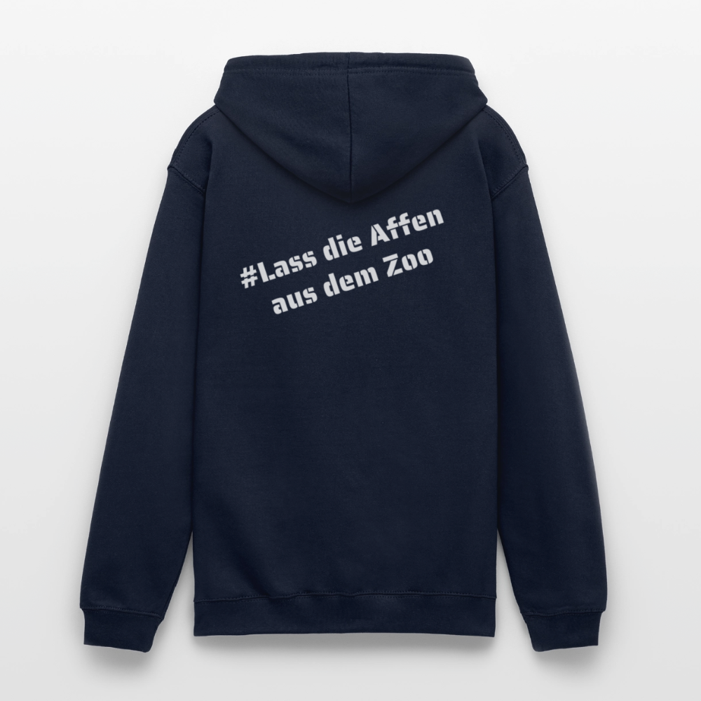Hoodie Kunde Schule weiße Maske schiefe Schrift - Navy