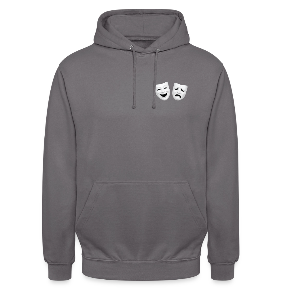 Hoodie Kunde Schule weiße Maske schiefe Schrift - Mittelgrau