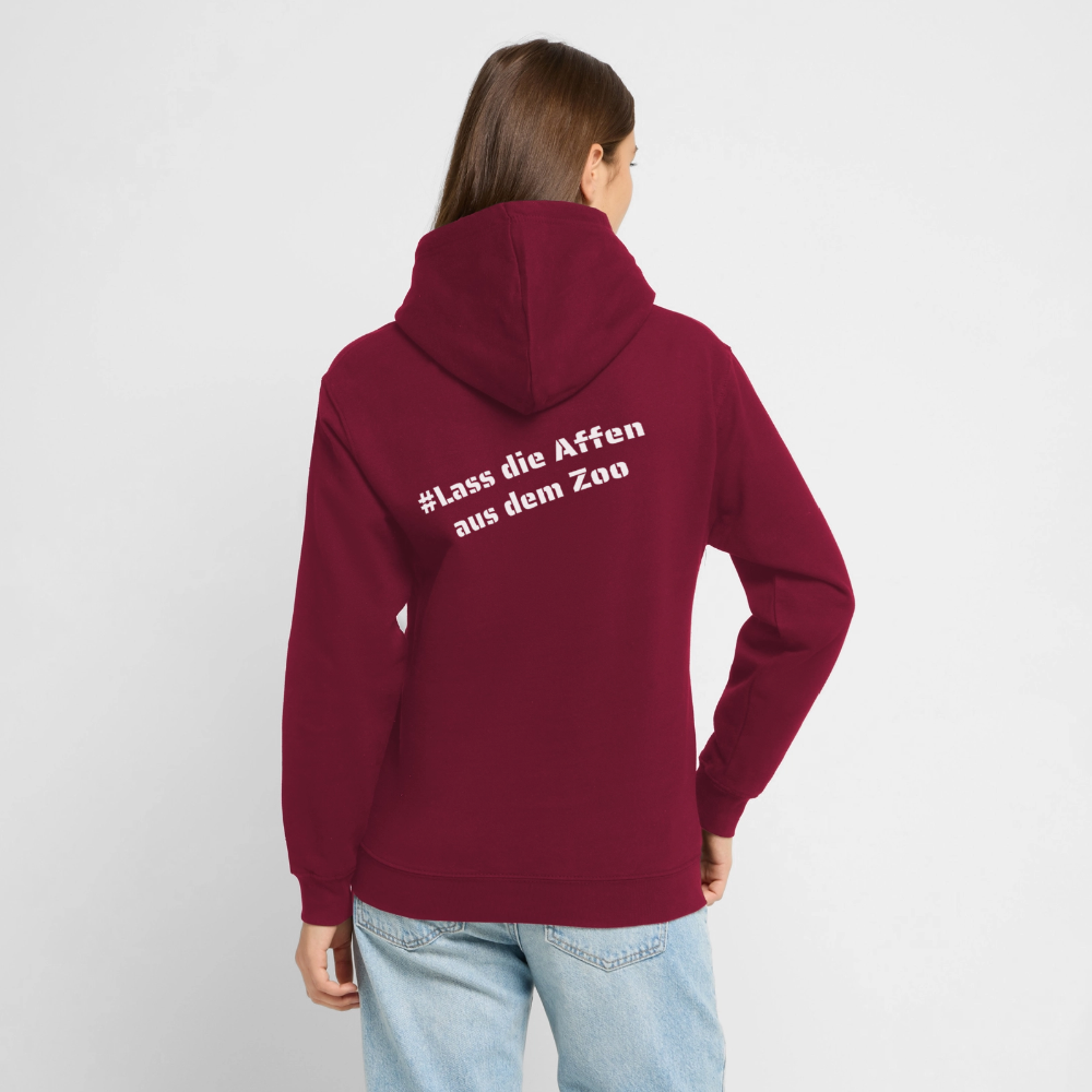 Hoodie Kunde Schule Bunte Maske schiefe Schrift - Bordeaux