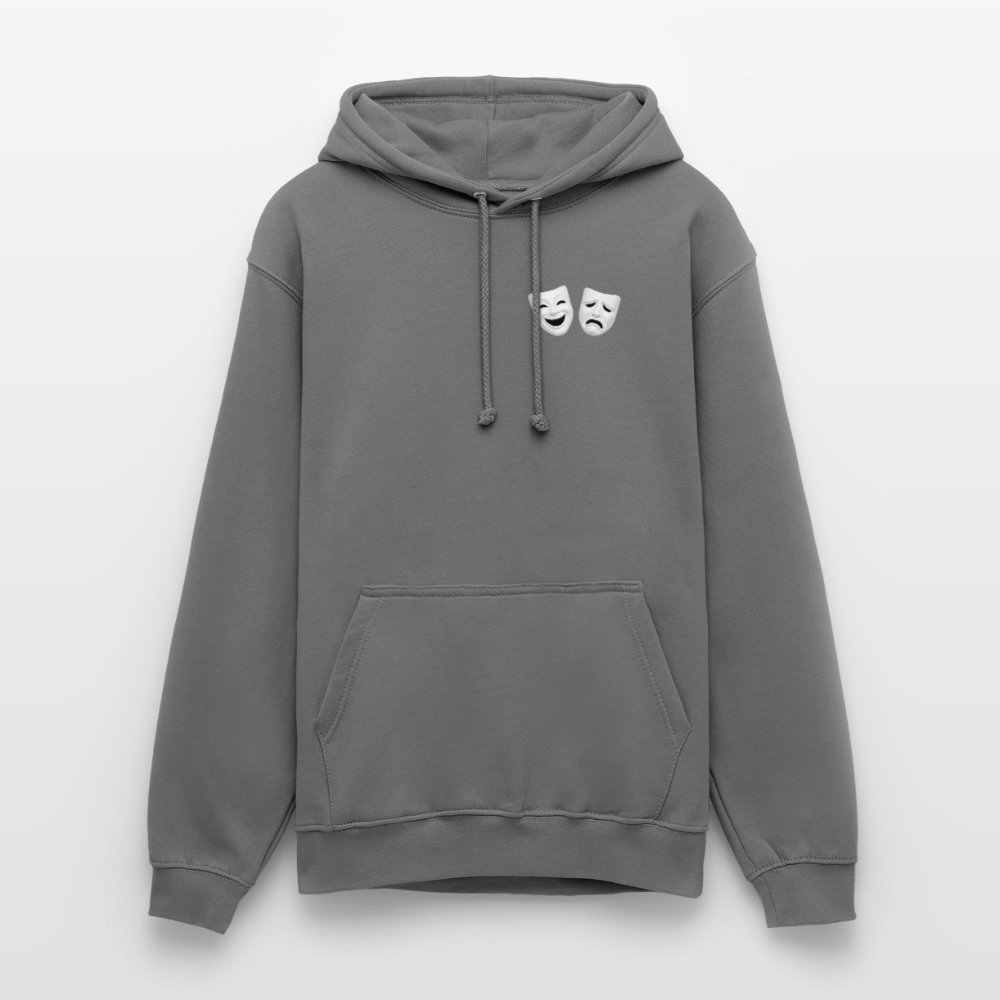 Hoodie Kunde Schule weiße Maske schiefe Schrift - Mittelgrau