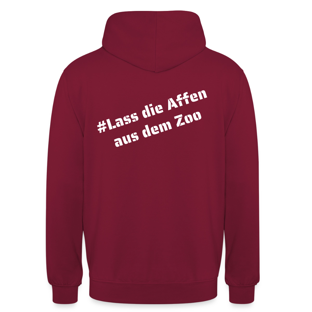 Hoodie Kunde Schule weiße Maske schiefe Schrift - Bordeaux