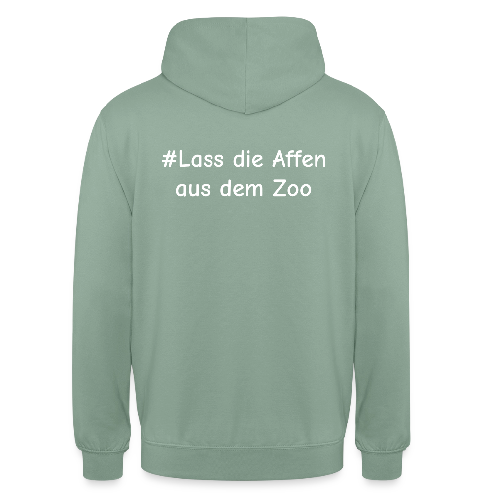 Hoodie Kunde Schule Bunte Maske gerade Schrift - Graugrün