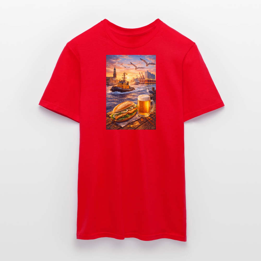 SSW2682Hamburger Hafen Bier und Fischbrötchen - Rot