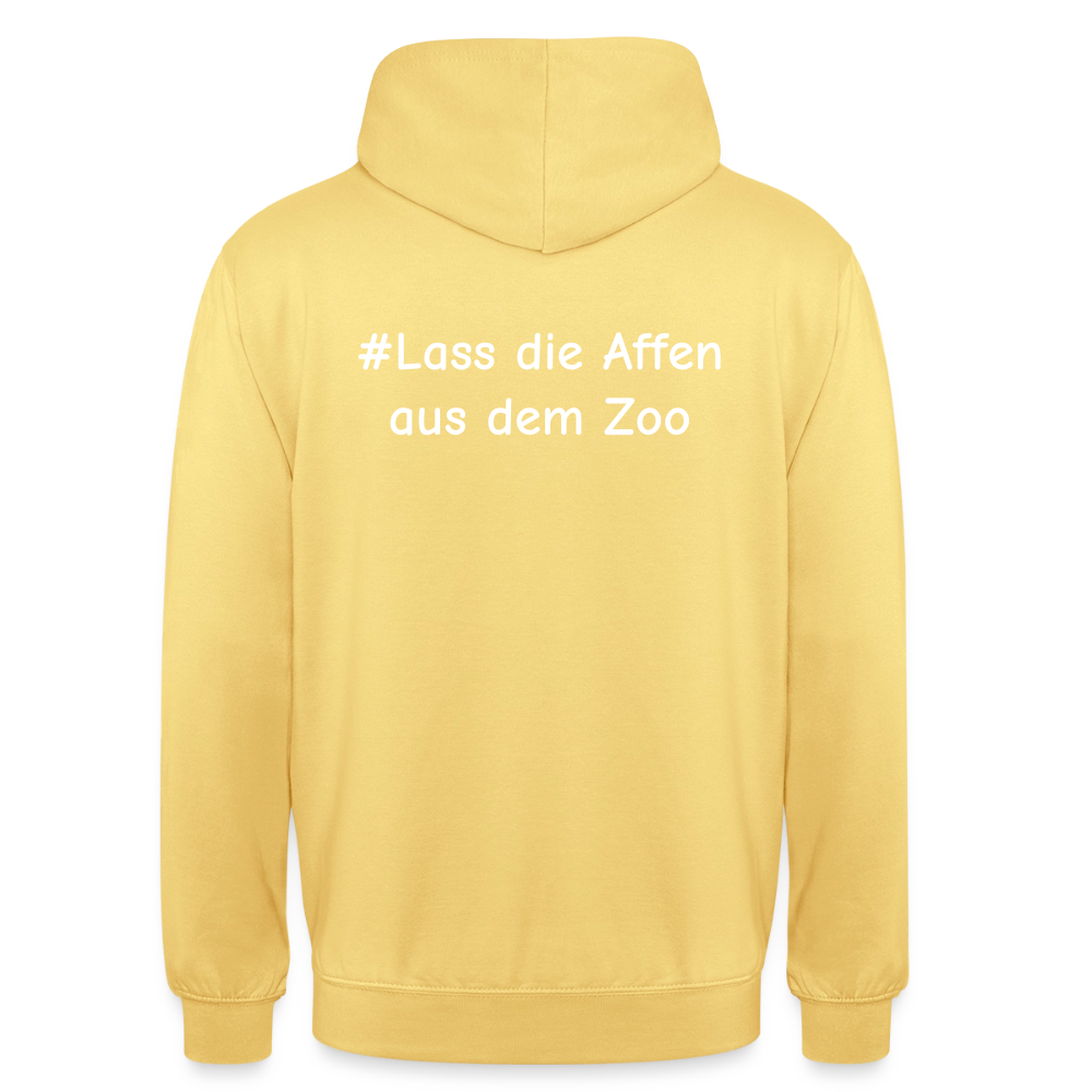 Hoodie Kunde Schule Bunte Maske gerade Schrift - Zitronengelb