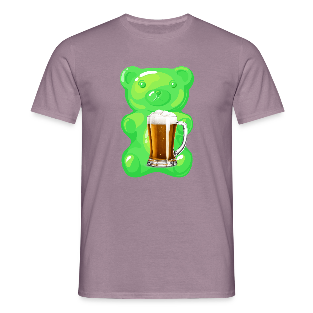SSW2507Gummibär grün mit Bier - Lilagrau 