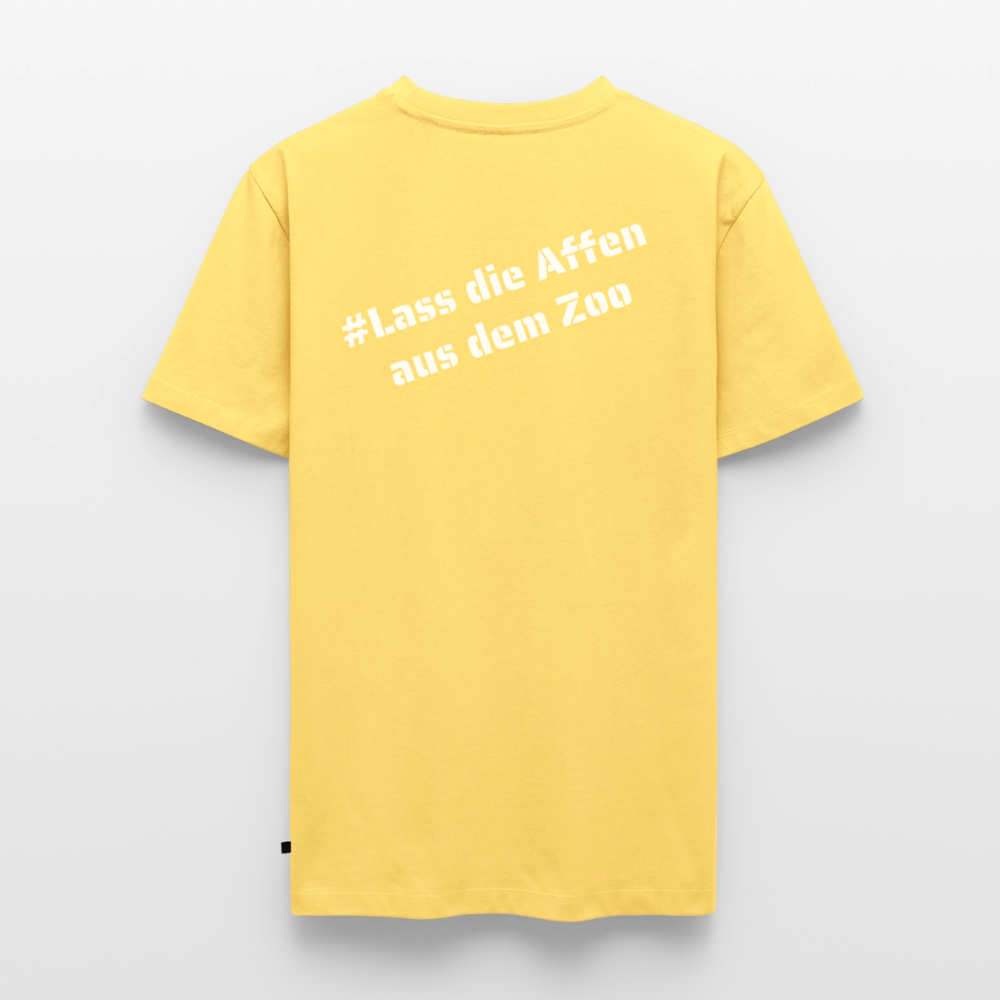 Tshirt Kunde Schule weiße Maske schiefe Schrift - Pastellgelb