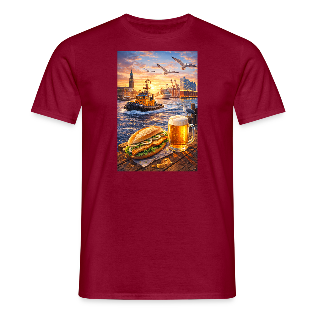 SSW2682Hamburger Hafen Bier und Fischbrötchen - Ziegelrot