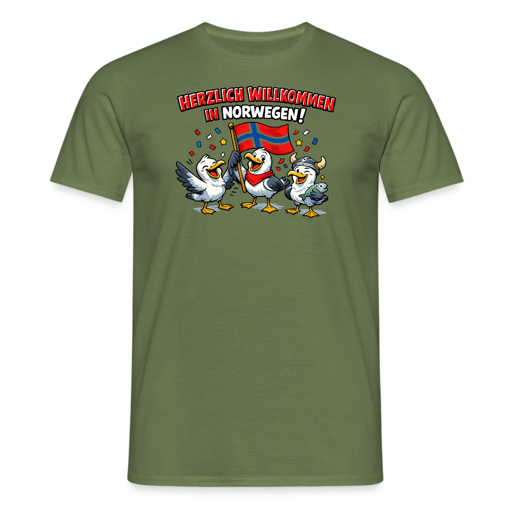 SSW2733 Tshirt Herzlich Willkommen in Norwegen - Militärgrün