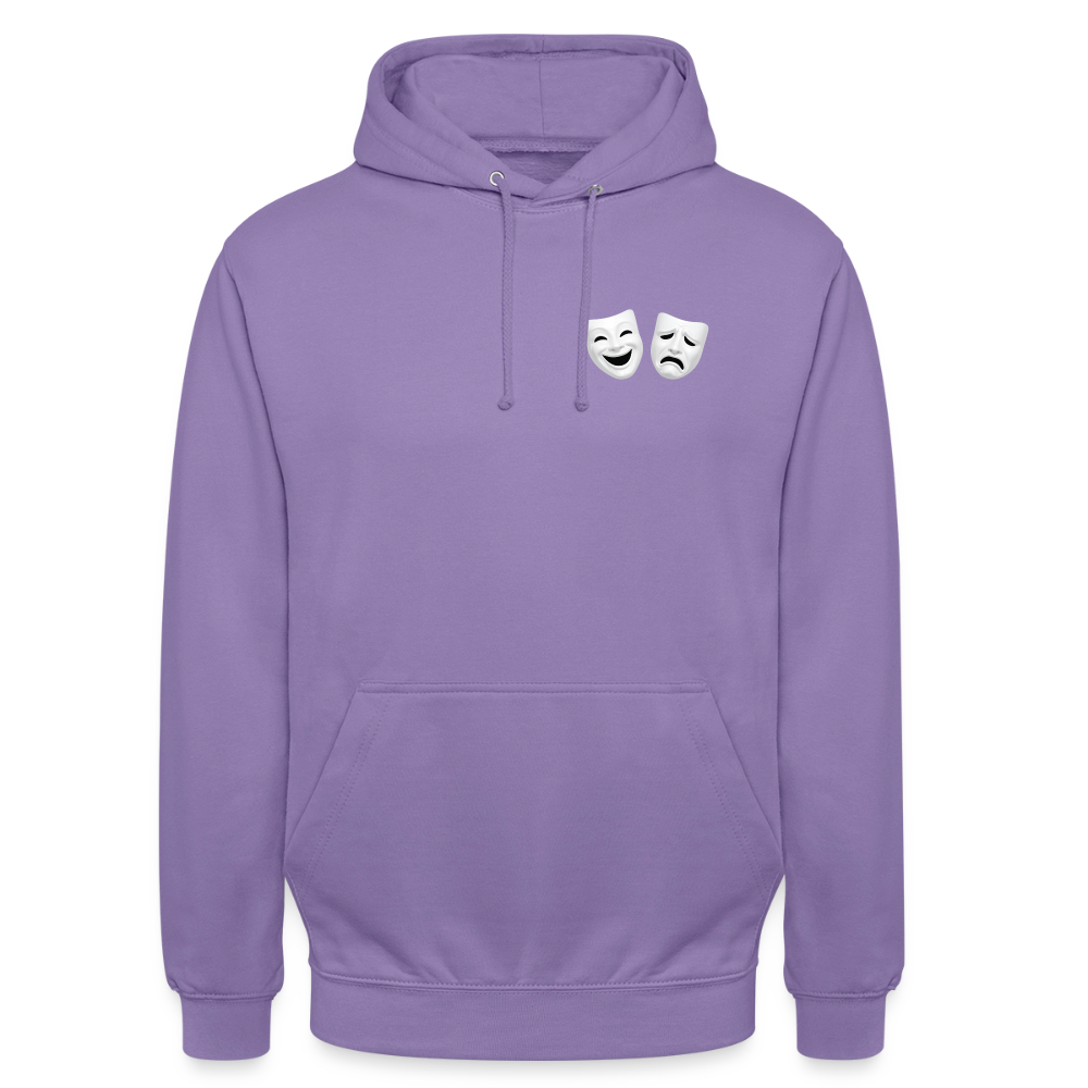 Hoodie Kunde Schule weiße Maske schiefe Schrift - Lavendel