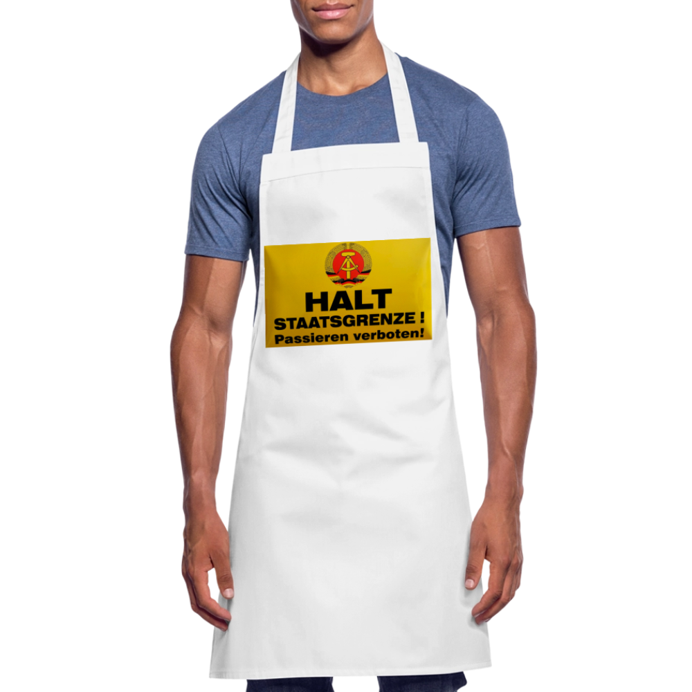 OSSI19 Kochschürze  HALT STAATSGRENZE - Weiß
