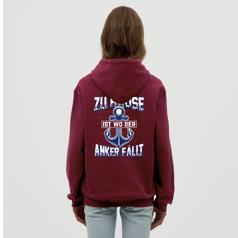 SSW2604 Zu Hause ist wo der Anker fällt Unisex Hoodie - Bordeaux