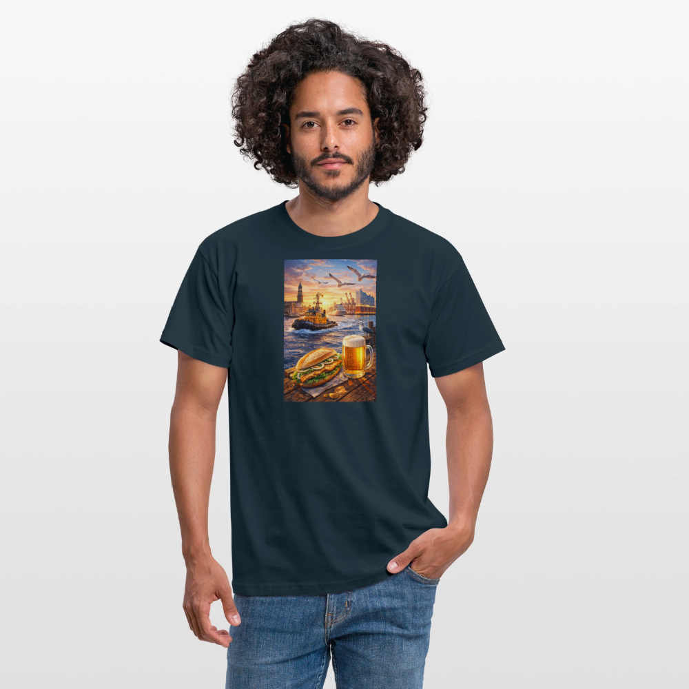 SSW2682Hamburger Hafen Bier und Fischbrötchen - Navy