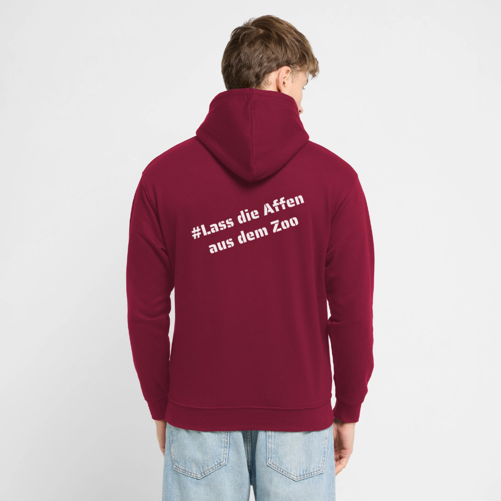 Hoodie Kunde Schule weiße Maske schiefe Schrift - Bordeaux