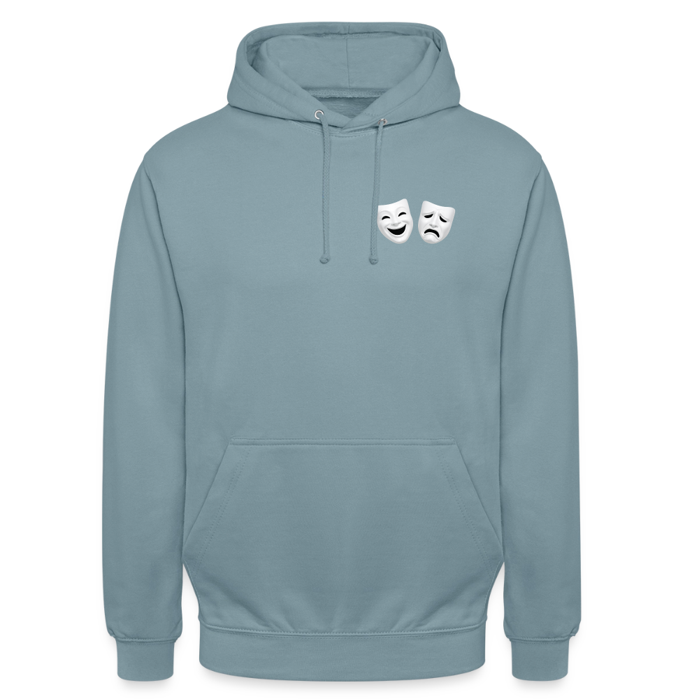 Hoodie Kunde Schule weiße Maske schiefe Schrift - Nebelblau