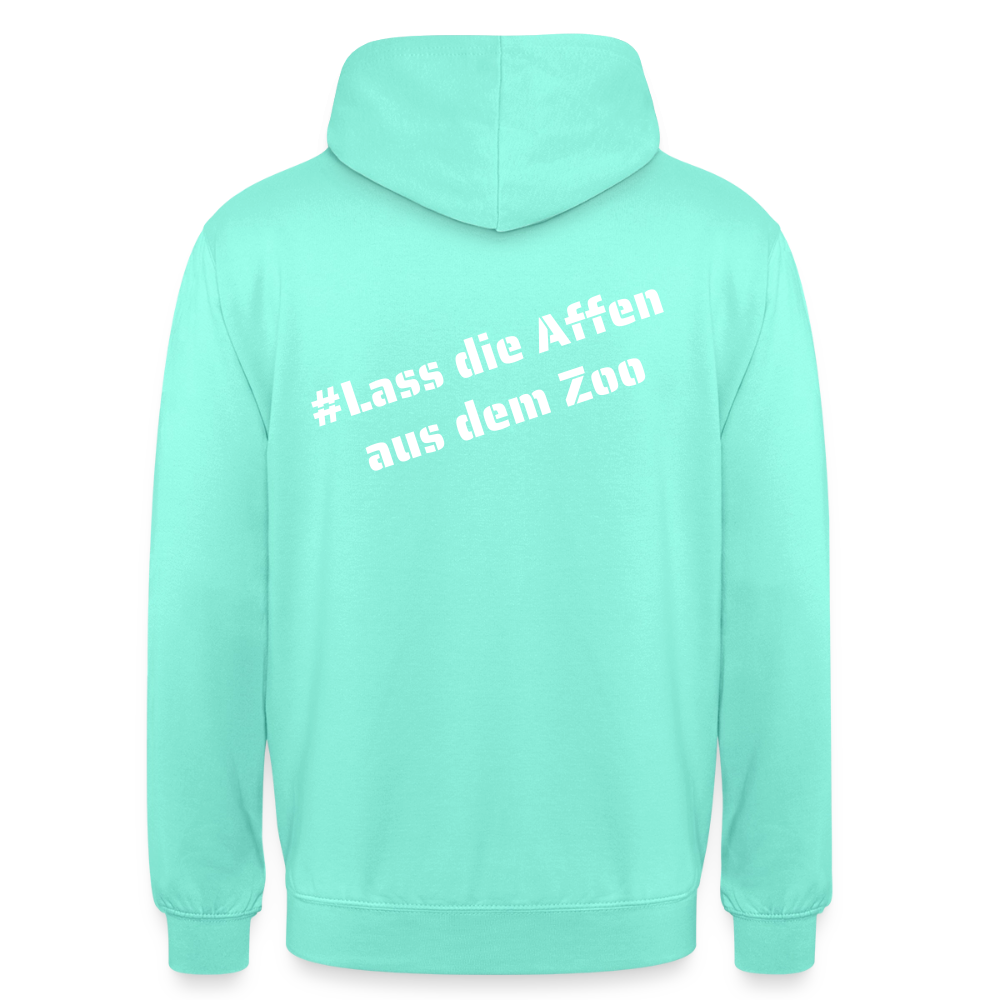 Hoodie Kunde Schule weiße Maske schiefe Schrift - Mint
