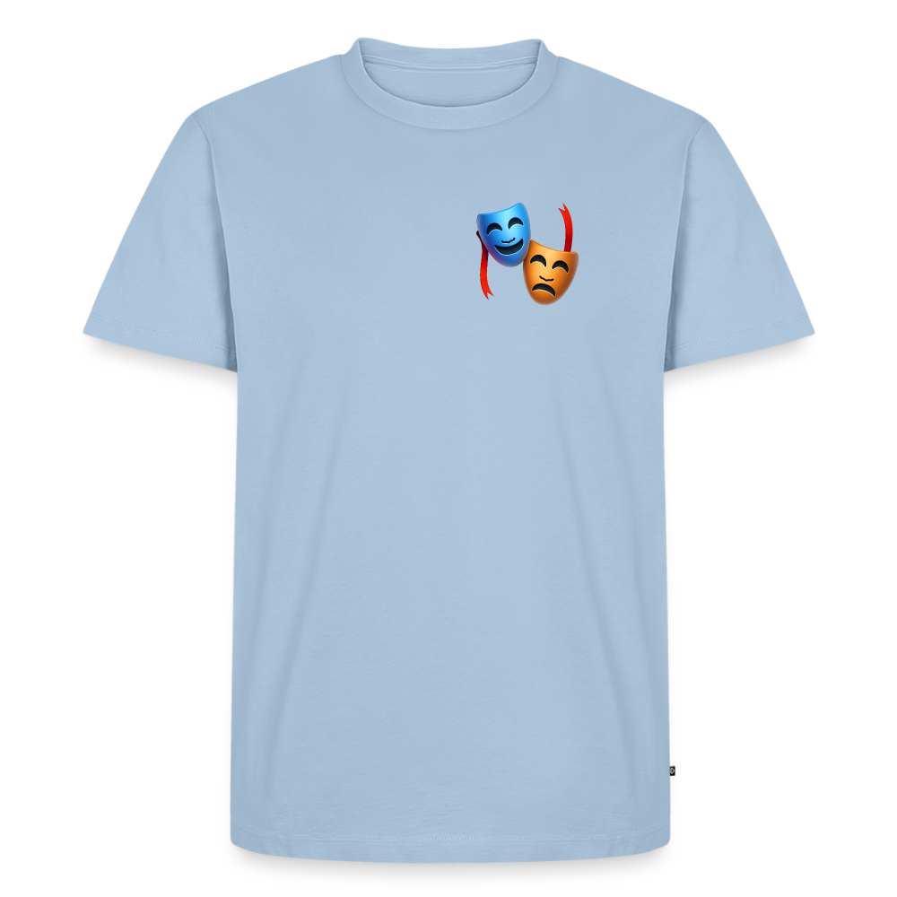 Tshirt Kunde Schule Bunte Maske gerade Schrift - Hellblau