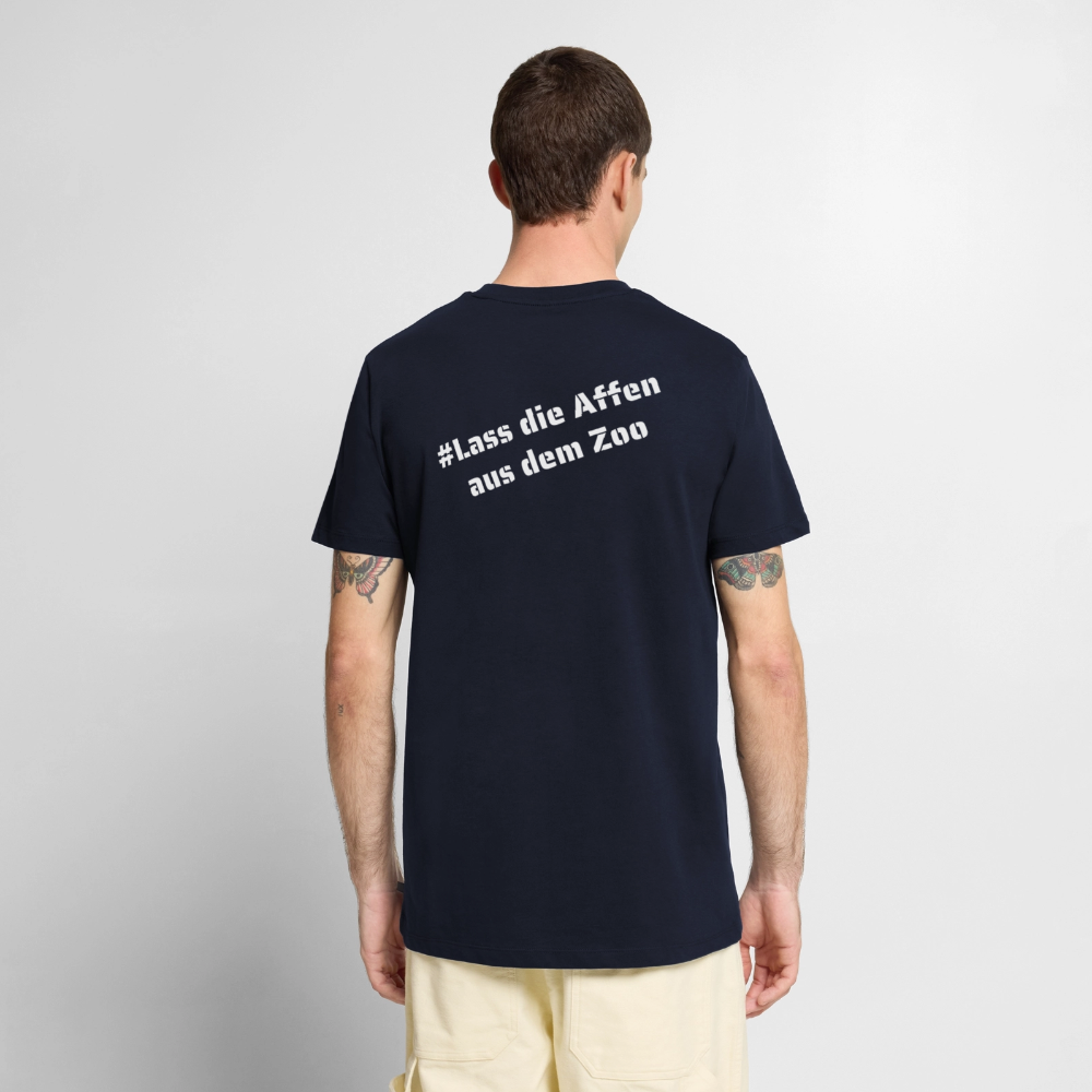 Tshirt Kunde Schule weiße Maske schiefe Schrift - Navy