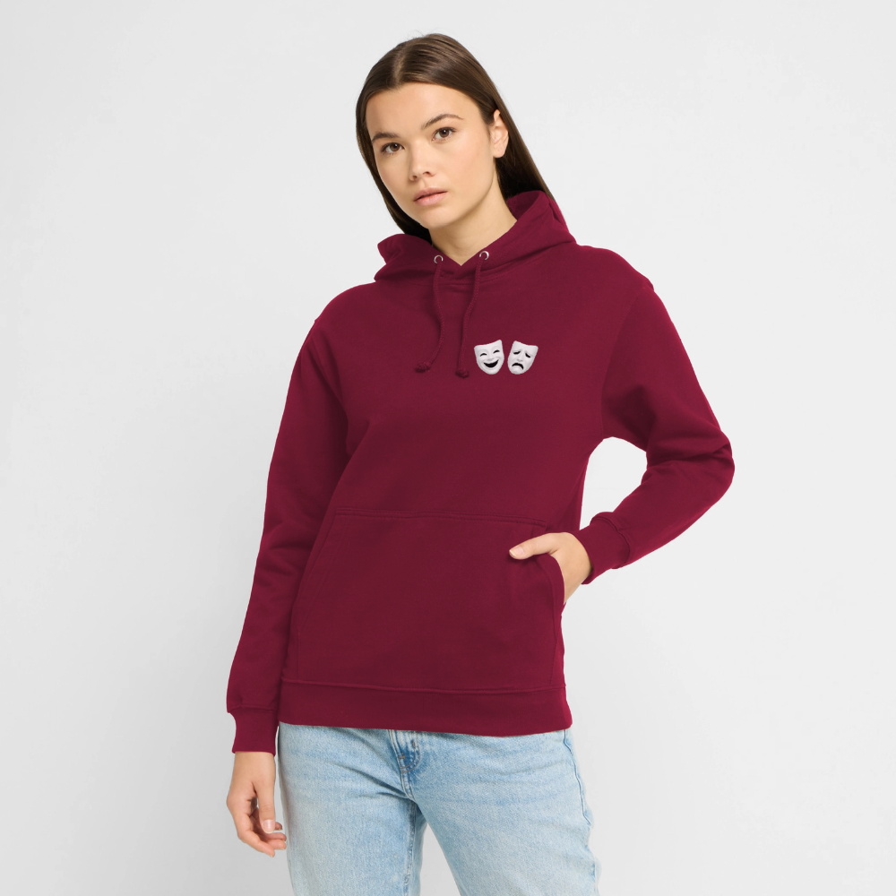 Hoodie Kunde Schule weiße Maske schiefe Schrift - Bordeaux