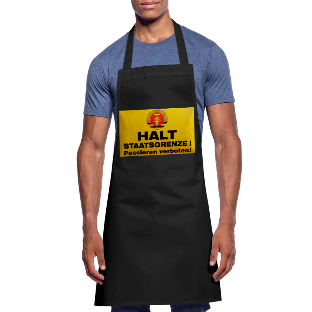 OSSI19 Kochschürze  HALT STAATSGRENZE - Schwarz