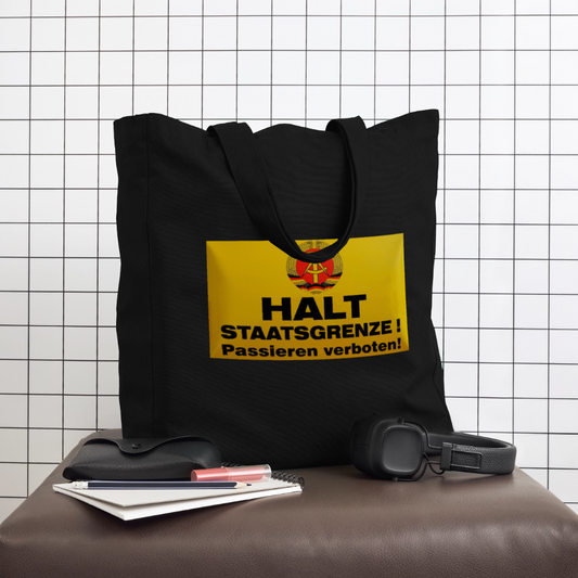 OSSI19 Stofftasche HALT STAATSGRENZE - Schwarz