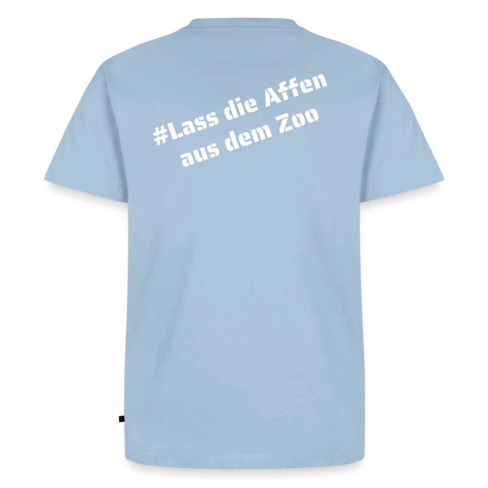 Tshirt Kunde Schule Bunte Maske schiefe Schrift - Hellblau