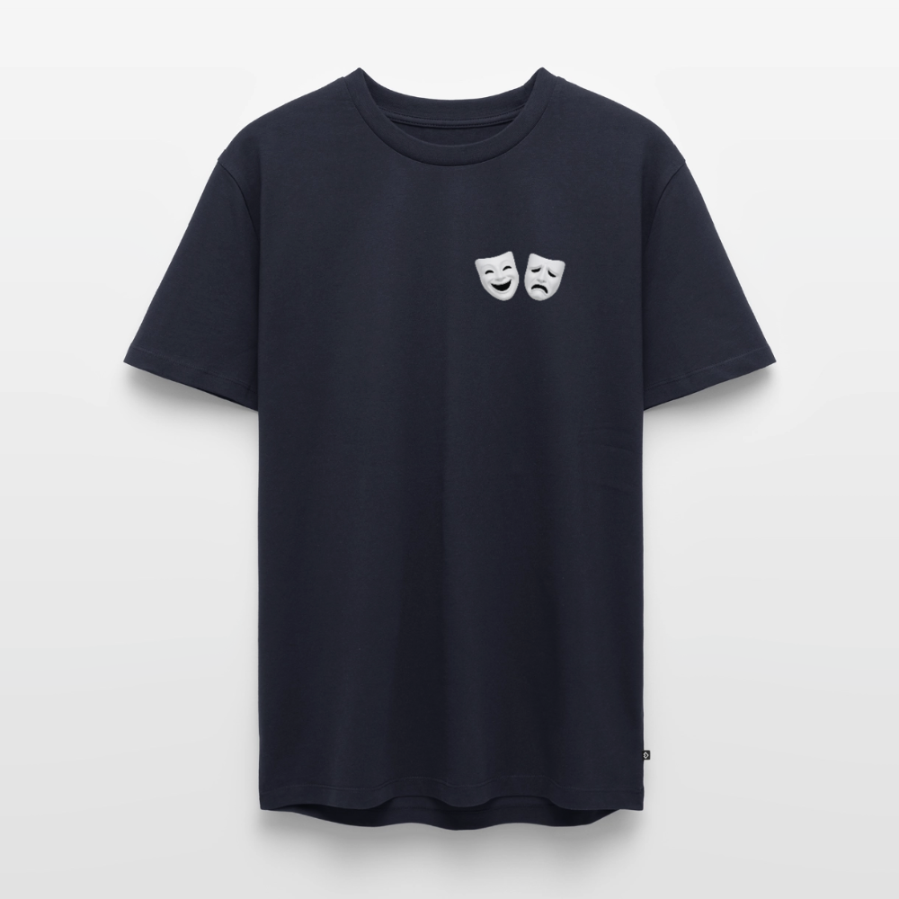 Tshirt Kunde Schule weiße Maske schiefe Schrift - Navy