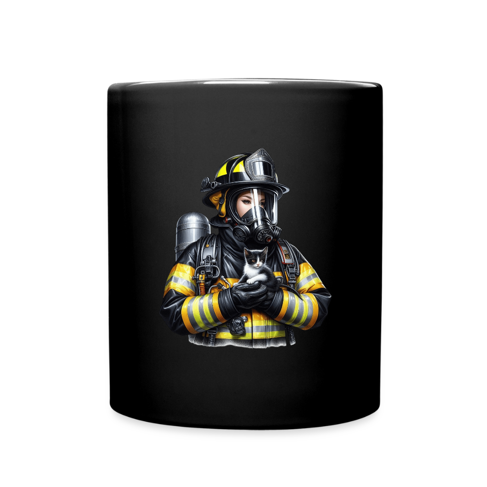 SSW2622Katze mit Feuerwehrmann - Schwarz