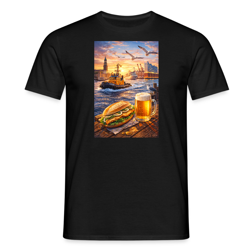 SSW2682Hamburger Hafen Bier und Fischbrötchen - Schwarz