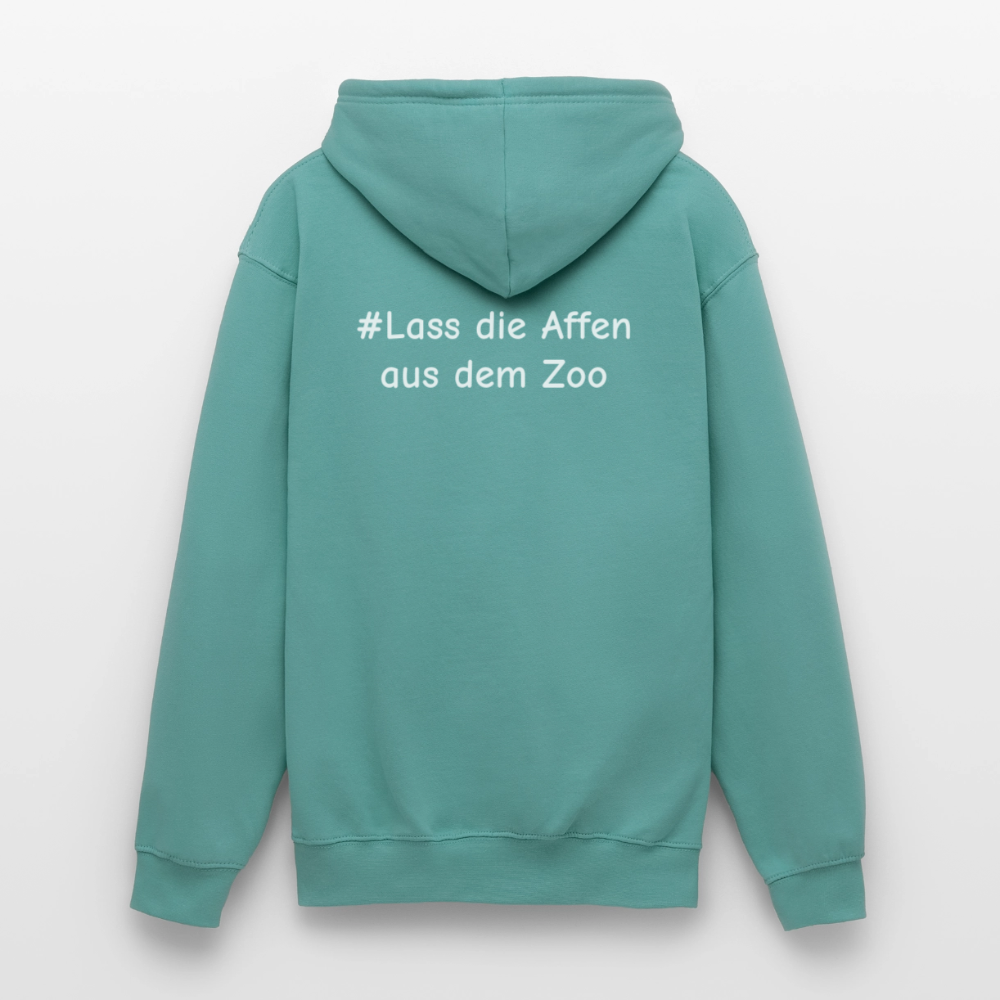 Hoodie Kunde Schule Bunte Maske gerade Schrift - Pastelltürkis