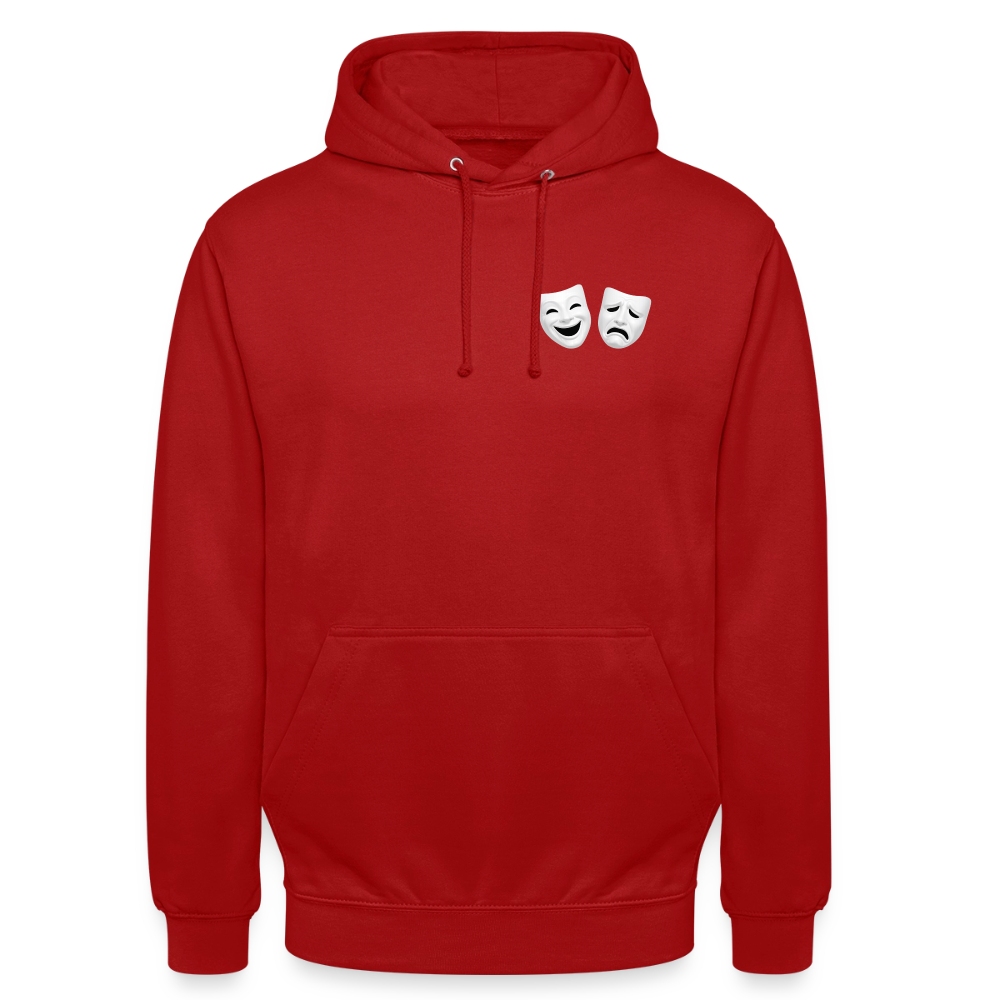 Hoodie Kunde Schule weiße Maske schiefe Schrift - Rot
