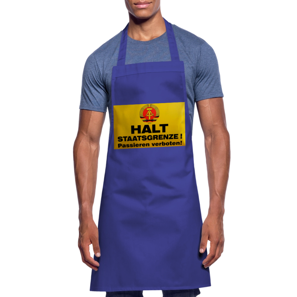 OSSI19 Kochschürze  HALT STAATSGRENZE - Royalblau