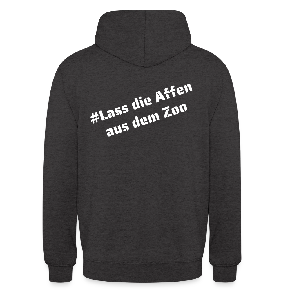 Hoodie Kunde Schule weiße Maske schiefe Schrift - Anthrazit