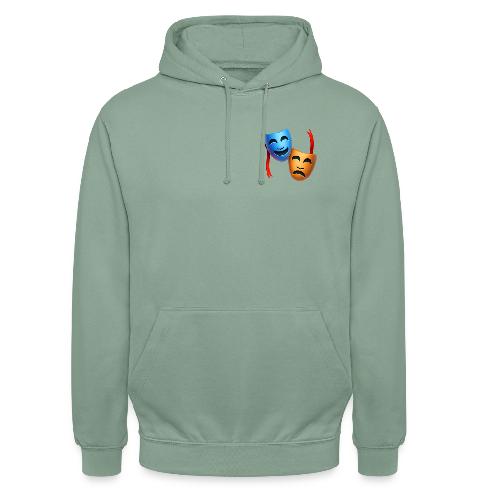 Hoodie Kunde Schule Bunte Maske schiefe Schrift - Graugrün