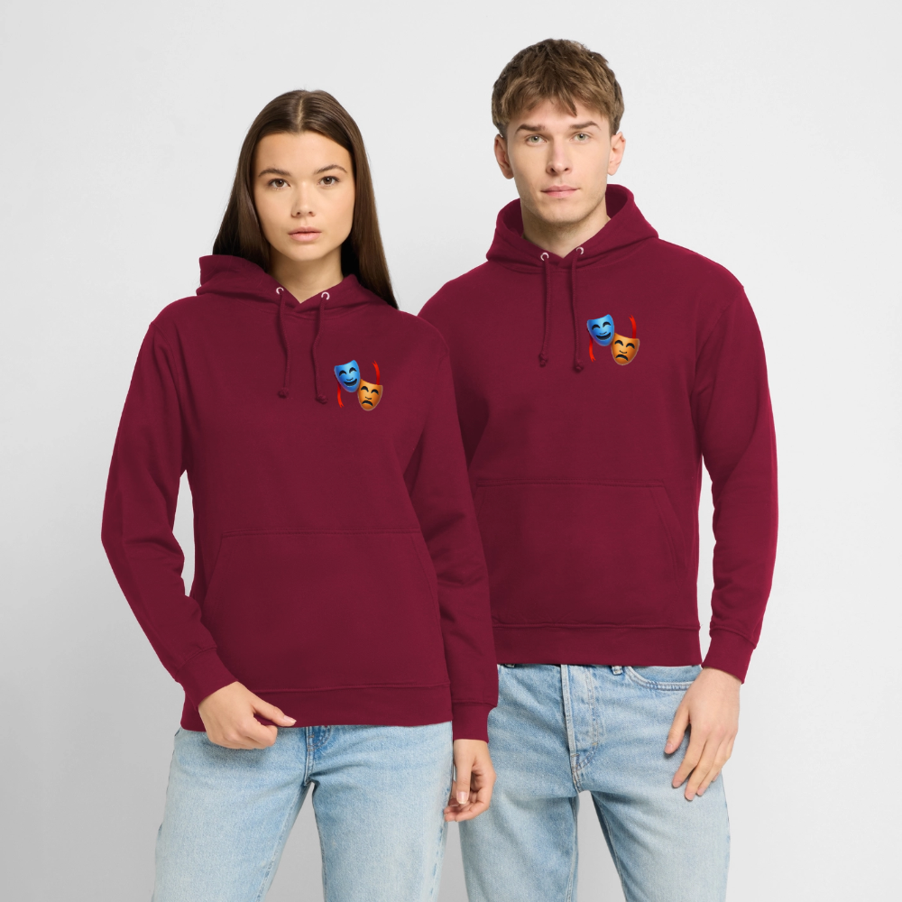 Hoodie Kunde Schule Bunte Maske gerade Schrift - Bordeaux
