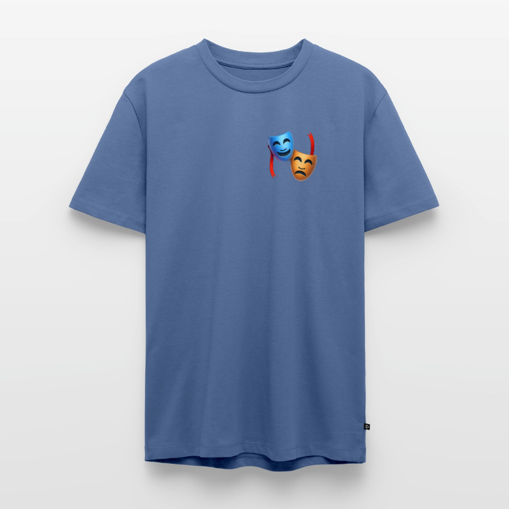 Tshirt Kunde Schule Bunte Maske schiefe Schrift - Taubenblau