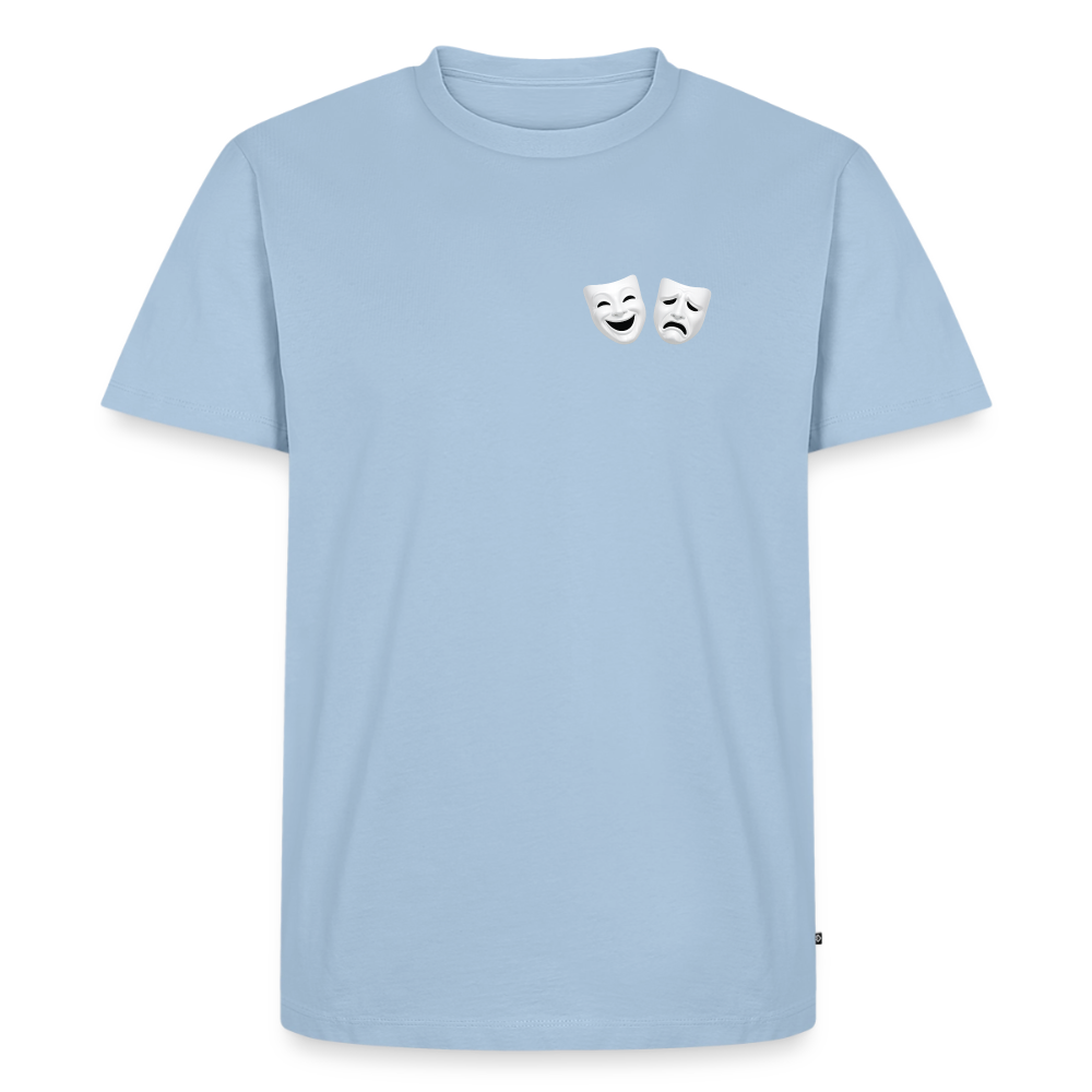 Tshirt Kunde Schule weiße Maske schiefe Schrift - Hellblau