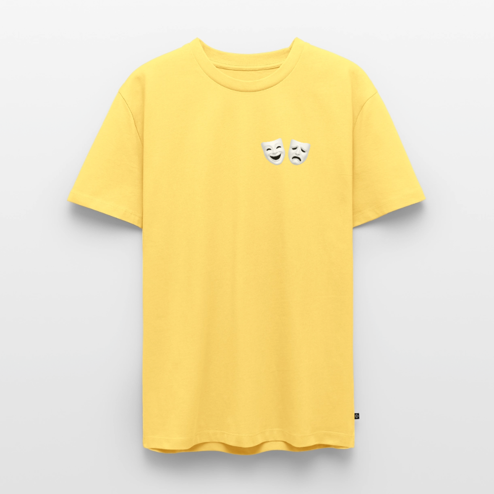 Tshirt Kunde Schule weiße Maske schiefe Schrift - Pastellgelb