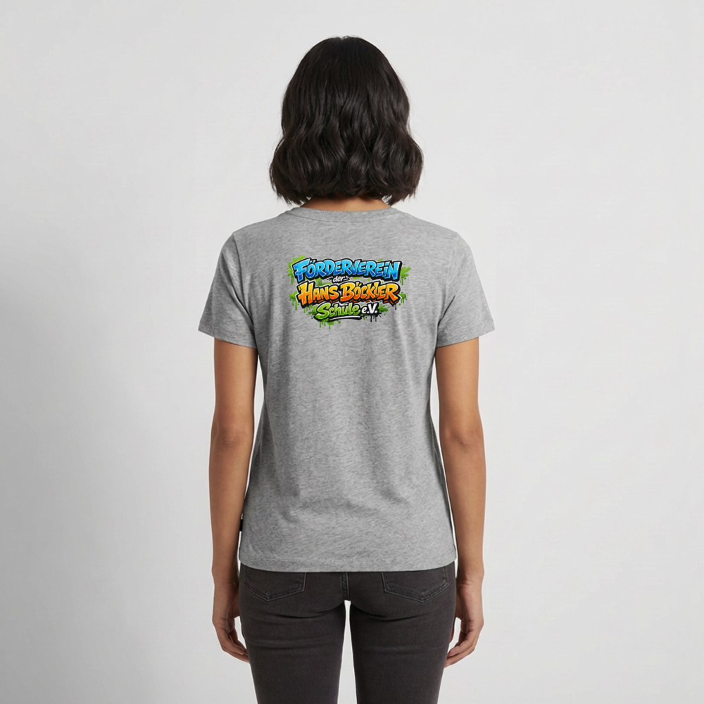 Tshirt Frauen Rückendruck Graffitischrift Förderverein Schule - Grau meliert