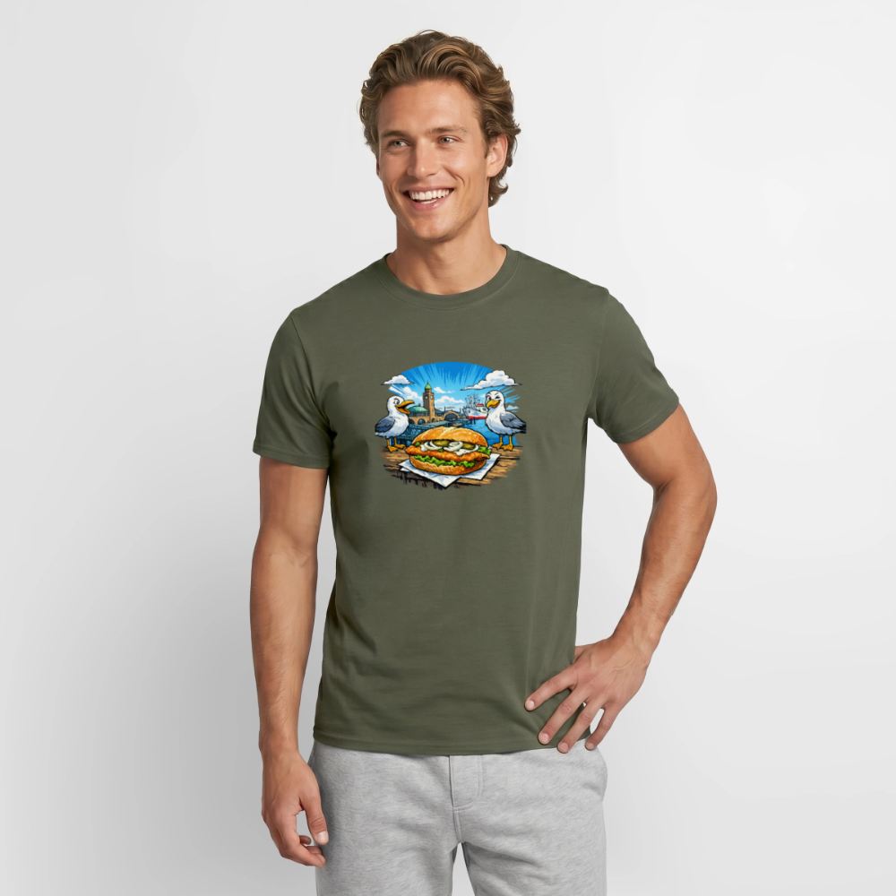 SSW2868Fischbroetchen 2Möwen Landungsbrücken - Militärgrün