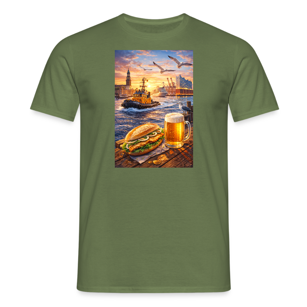 SSW2682Hamburger Hafen Bier und Fischbrötchen - Militärgrün